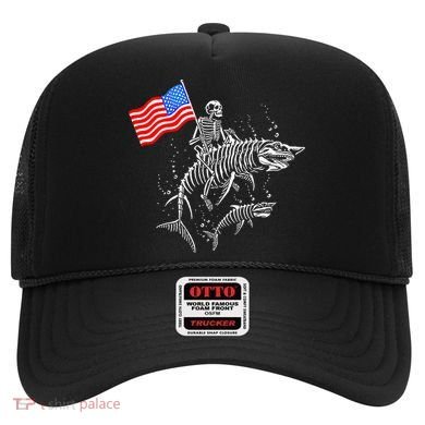 Skeleton Ride Shark 4th Of July Hat