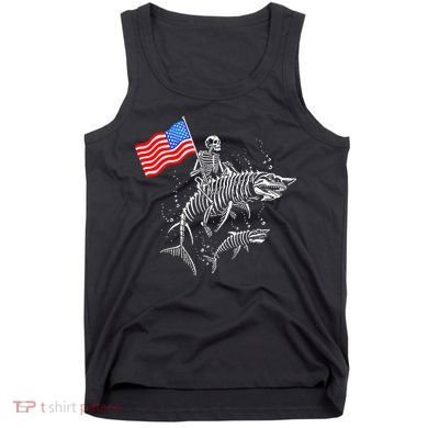 Skeleton Ride Shark 4th Of July Tank Top