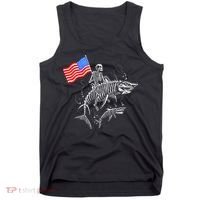 Skeleton Ride Shark 4th Of July Tank Top thumb 0