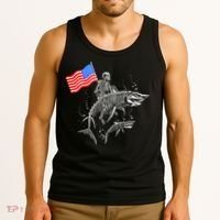 Skeleton Ride Shark 4th Of July Tank Top thumb 3