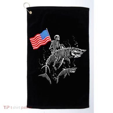 Skeleton Ride Shark 4th Of July Golf Towel