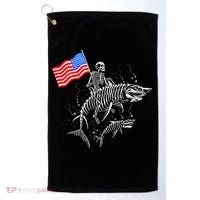 Skeleton Ride Shark 4th Of July Golf Towel thumb 0