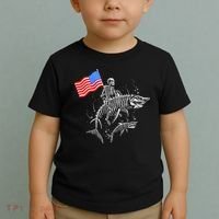 Skeleton Ride Shark 4th Of July Toddler T-Shirt thumb 2