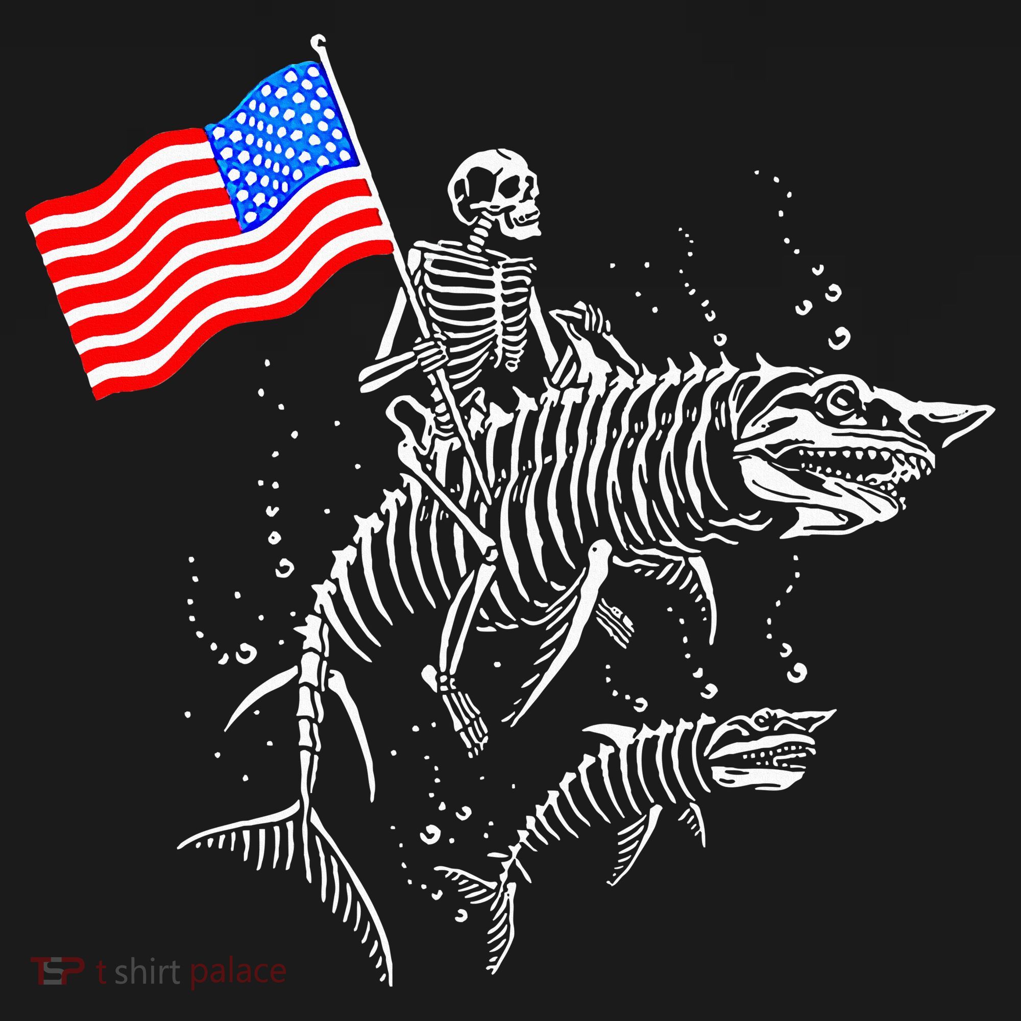 Skeleton Ride Shark 4th Of July Women's Long Sleeve Shirt