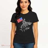 Skeleton Ride Shark 4th Of July Women's T-Shirt thumb 4