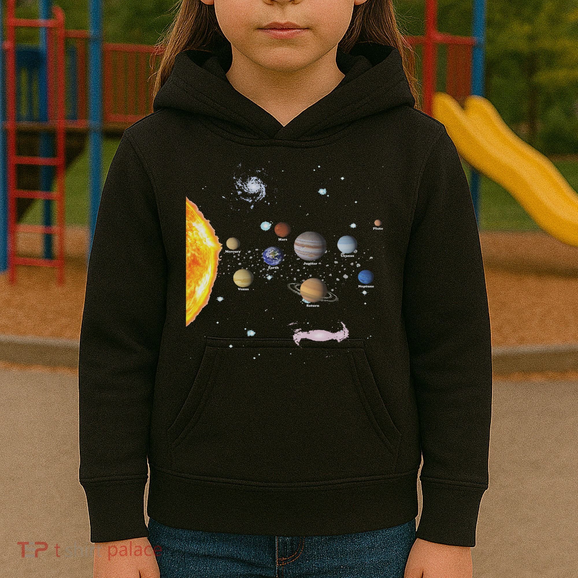 Stem Realistic Space Solar System Kids Hoodie
