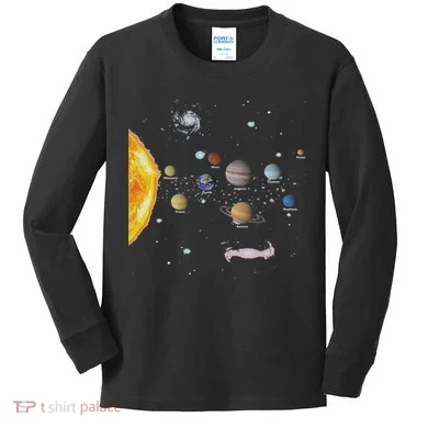 Stem Realistic Space Solar System Kids Long Sleeve Shirt
