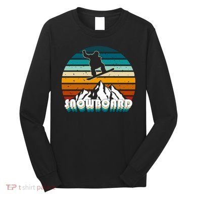 Snowboard Retro Sunset Long Sleeve Shirt