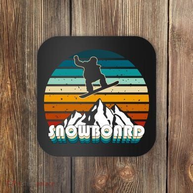 Snowboard Retro Sunset Coaster