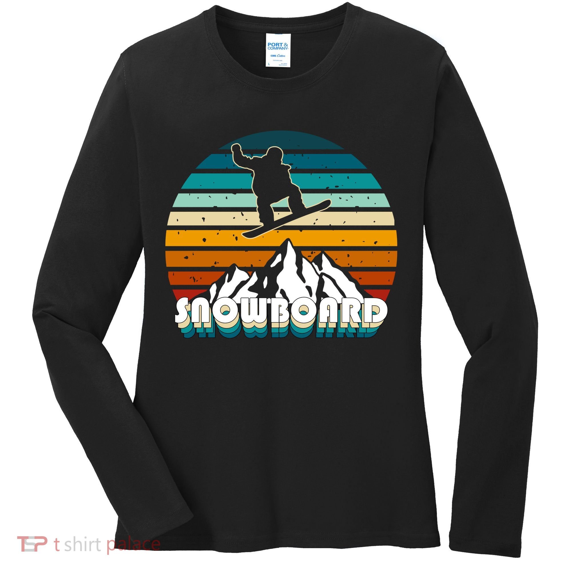 Snowboard Retro Sunset Women's Long Sleeve Shirt