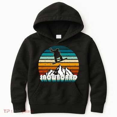 Snowboard Retro Sunset Kids Hoodie