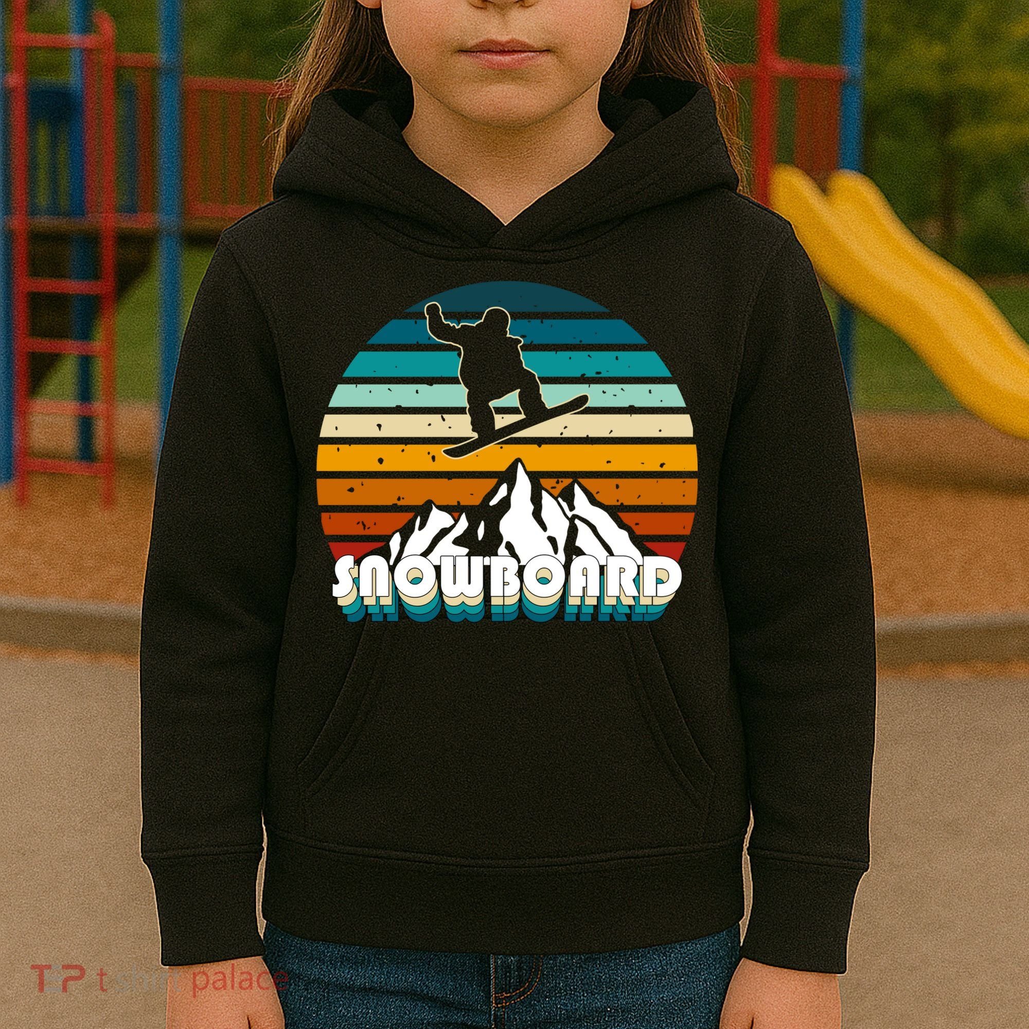 Snowboard Retro Sunset Kids Hoodie