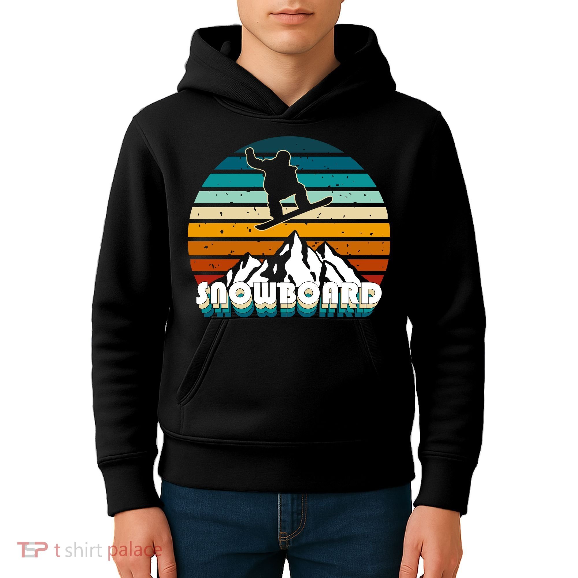 Snowboard Retro Sunset Kids Hoodie