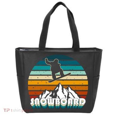 Snowboard Retro Sunset Tote Bag