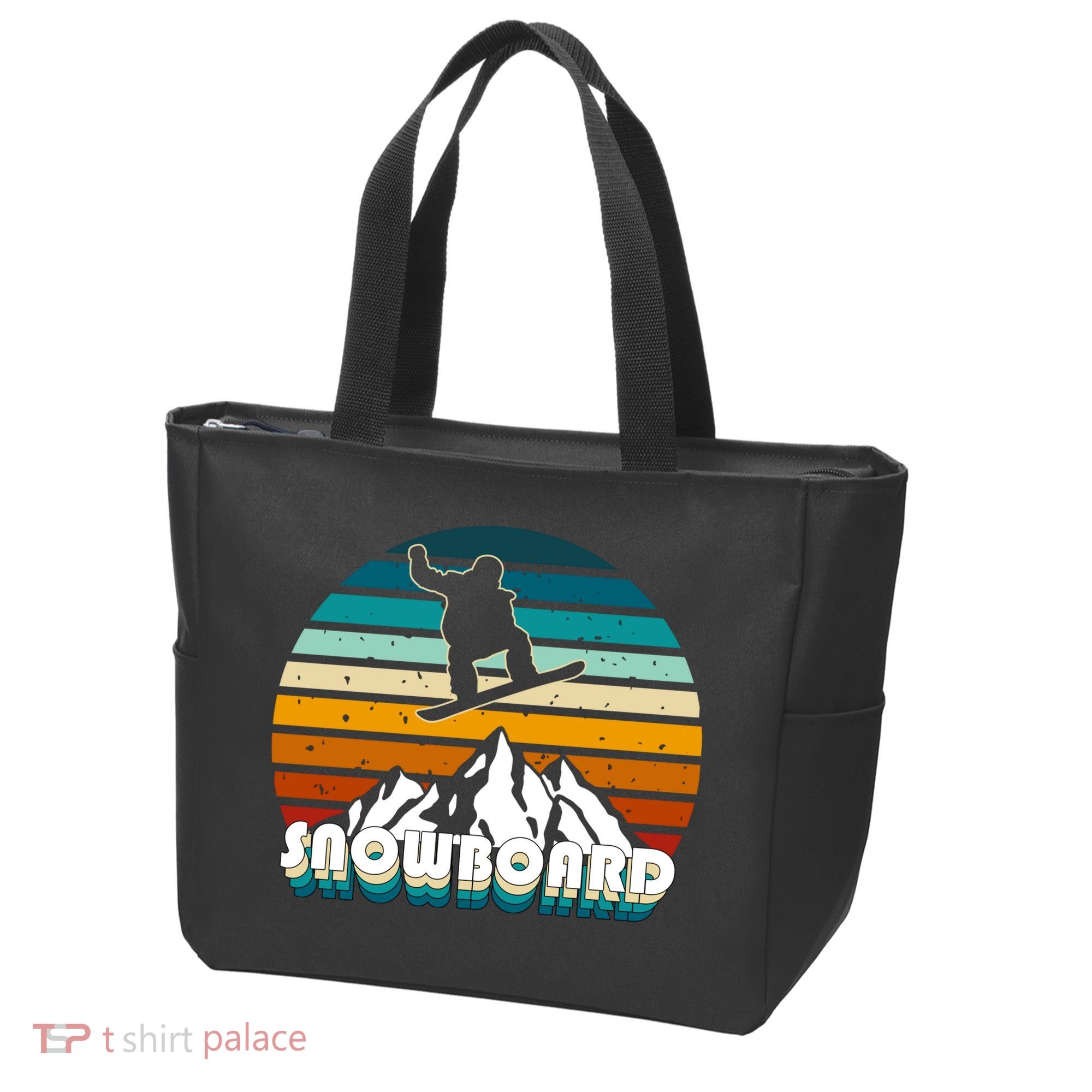 Snowboard Retro Sunset Tote Bag