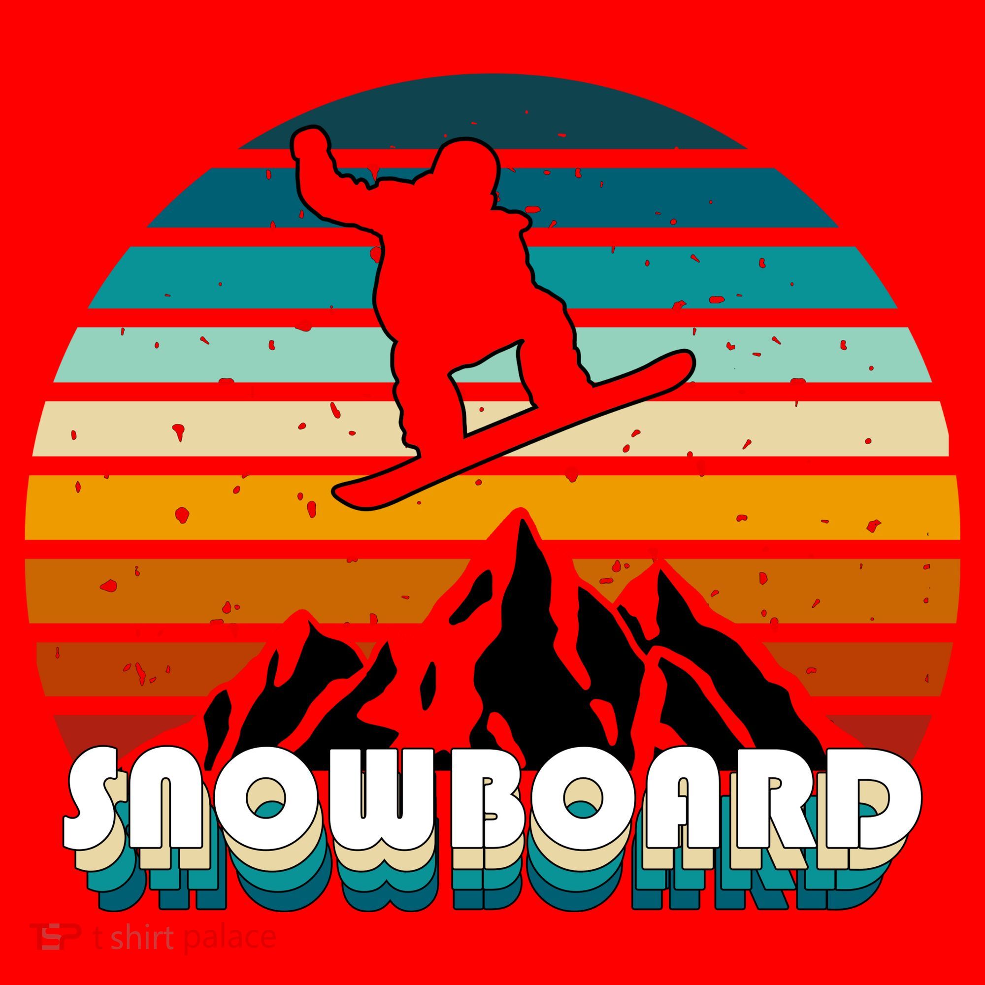 Snowboard Retro Sunset Santa Hat