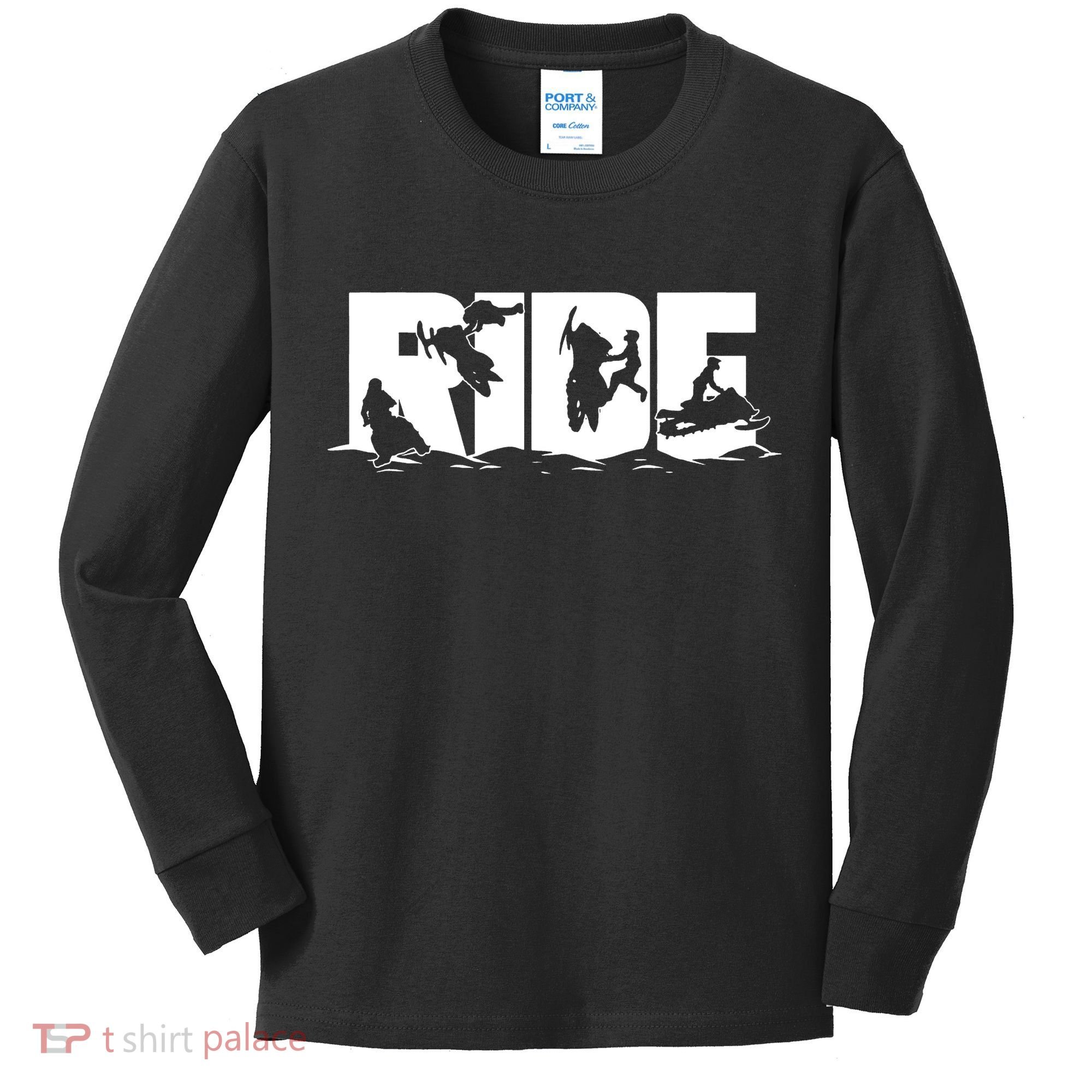 Snowmobile Ride Snowmobiling Winter Sport Kids Long Sleeve Shirt