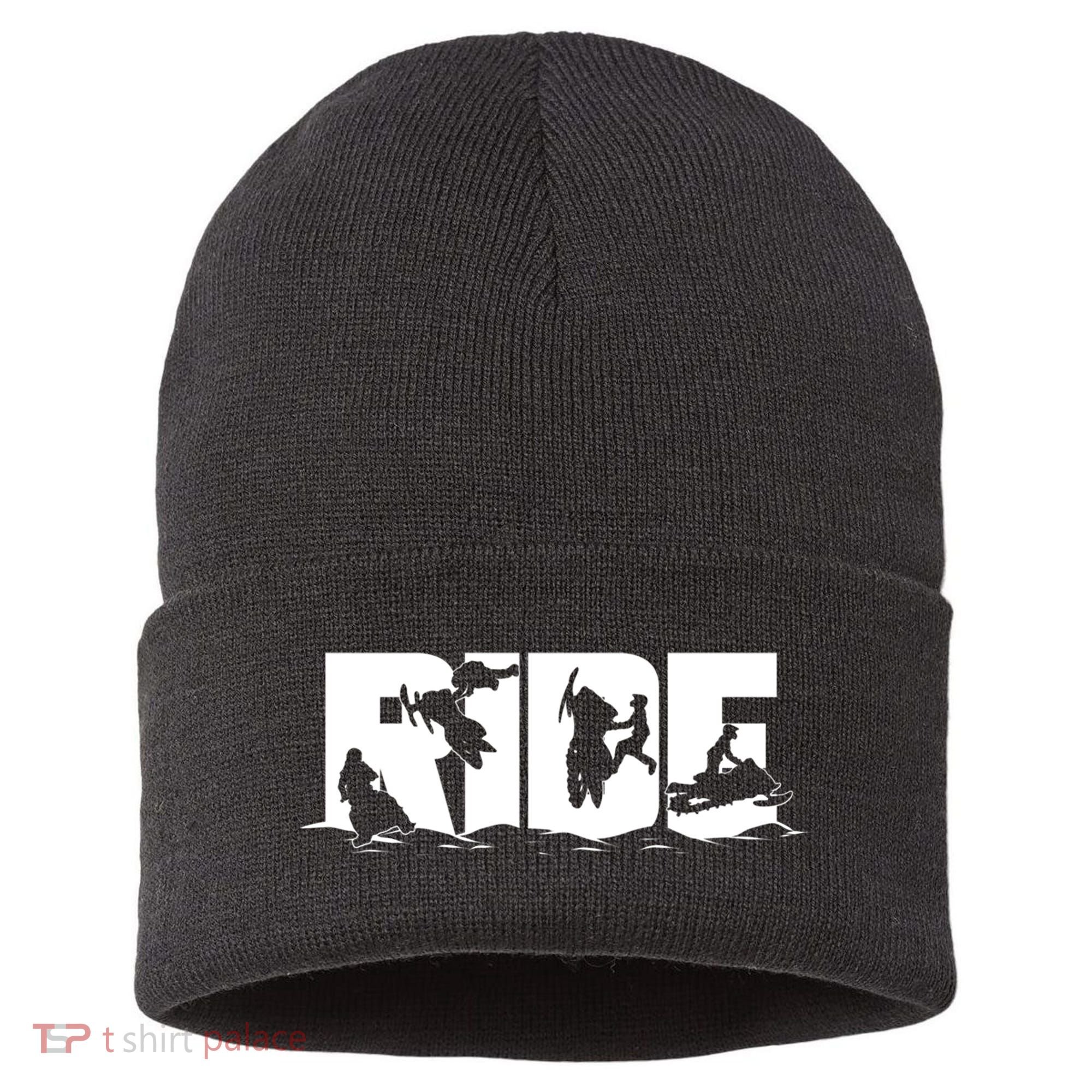 Snowmobile Ride Snowmobiling Winter Sport Gift Sustainable Knit Beanie