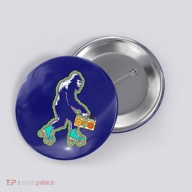 Sasquatch Roller Skater Bigfoot Skate Vintage Roller Skating Gift Button