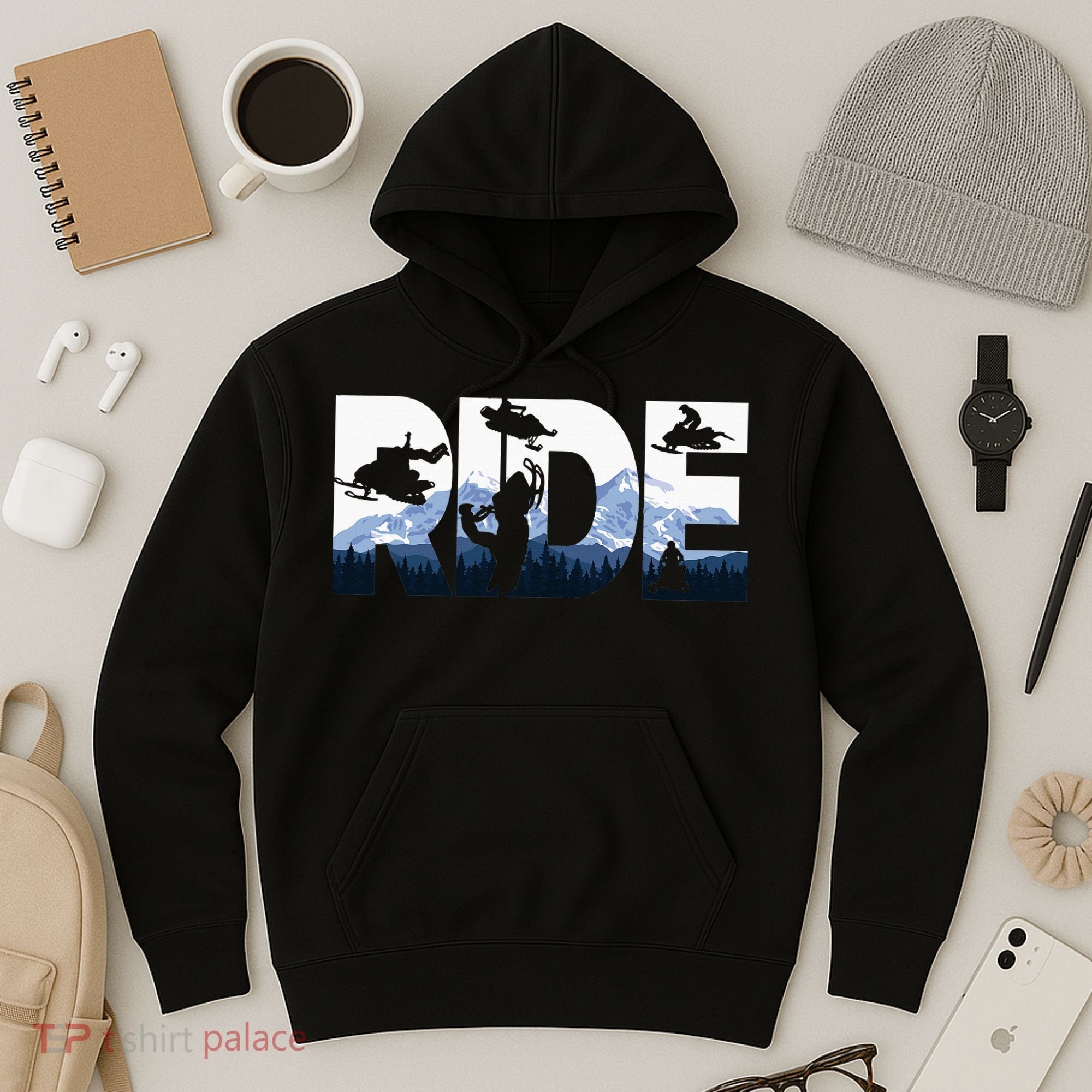 Snowmobile Ride Snow Mountain Snowmobiling Winter Sport Hoodie
