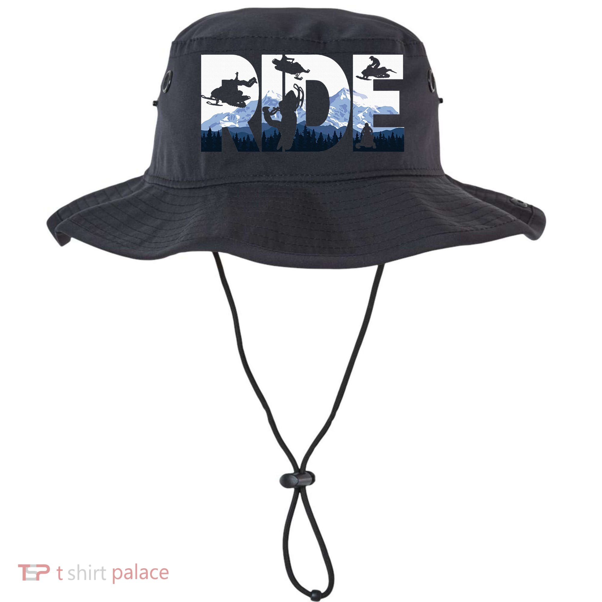 Snowmobile Ride Snow Mountain Snowmobiling Winter Sport Bucket Hat