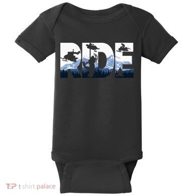 Snowmobile Ride Snow Mountain Snowmobiling Winter Sport Baby Bodysuit