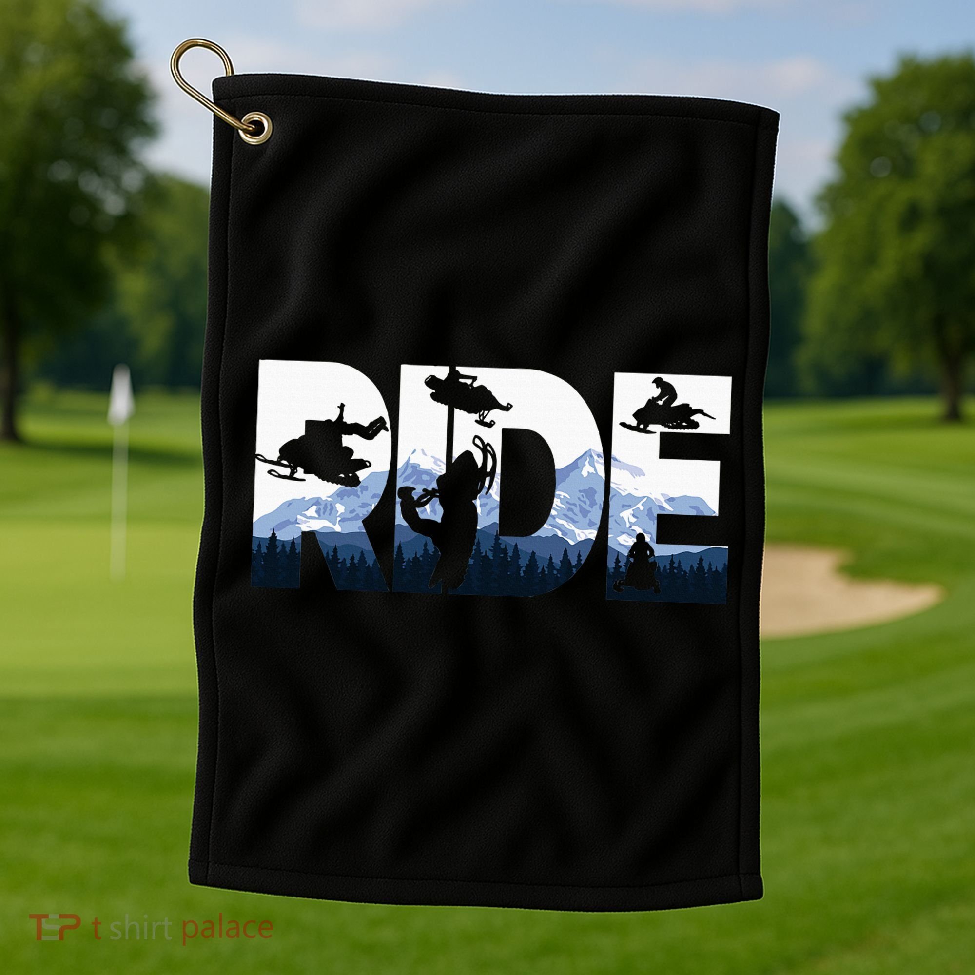 Snowmobile Ride Snow Mountain Snowmobiling Winter Sport Golf Towel