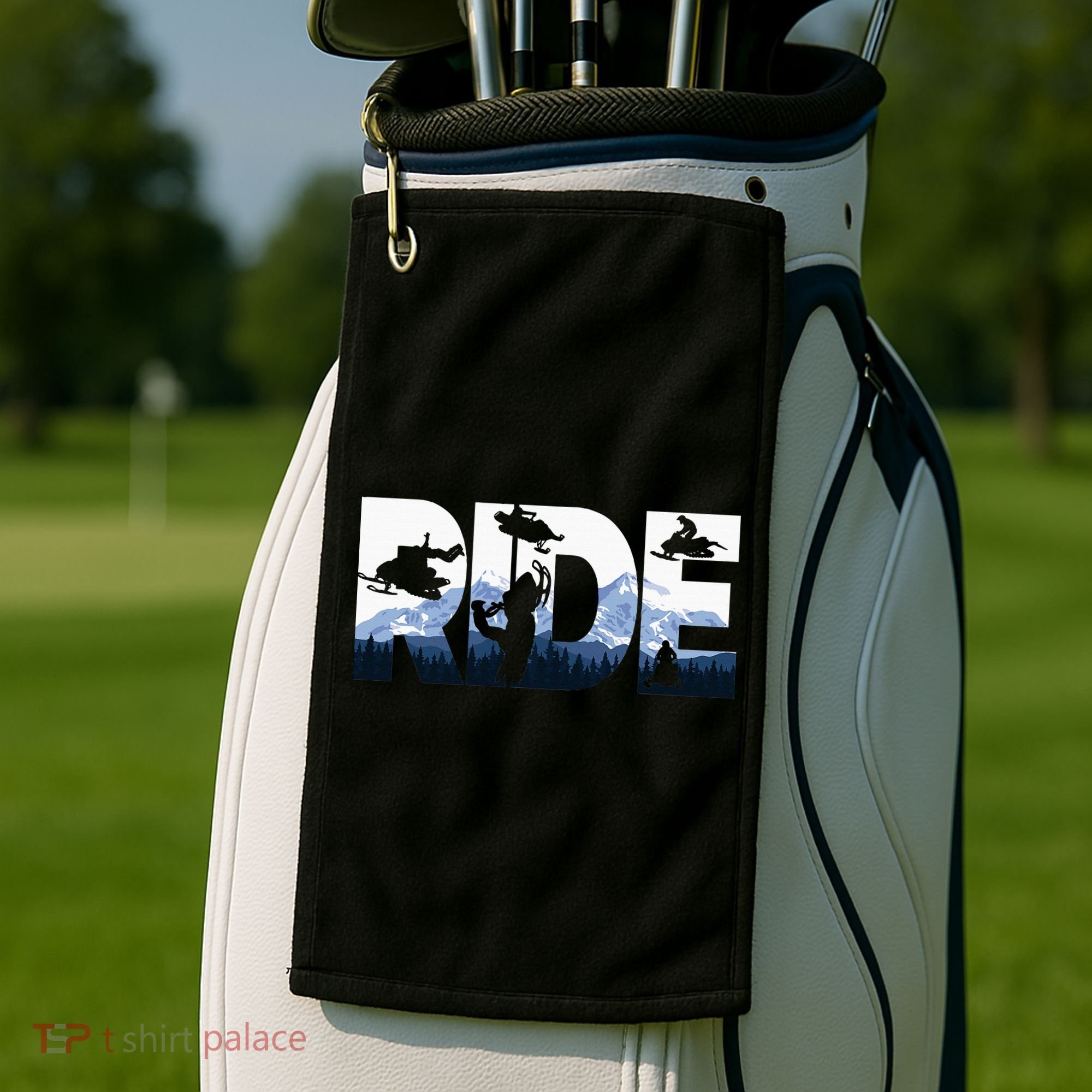 Snowmobile Ride Snow Mountain Snowmobiling Winter Sport Golf Towel