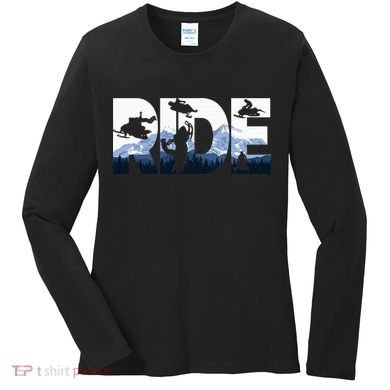 Snowmobile Ride Snow Mountain Snowmobiling Winter Sport Women's Long Sleeve Shirt