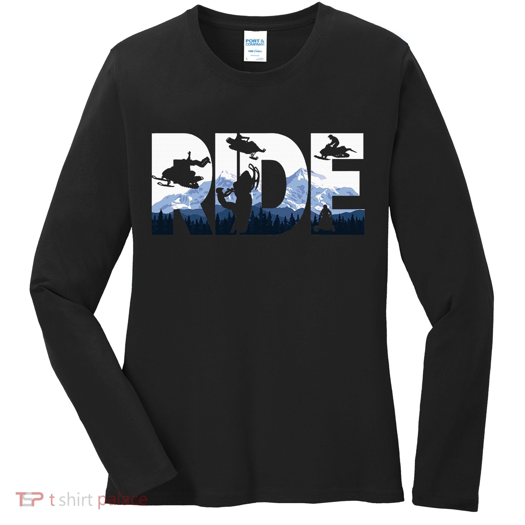 Snowmobile Ride Snow Mountain Snowmobiling Winter Sport Women's Long Sleeve Shirt