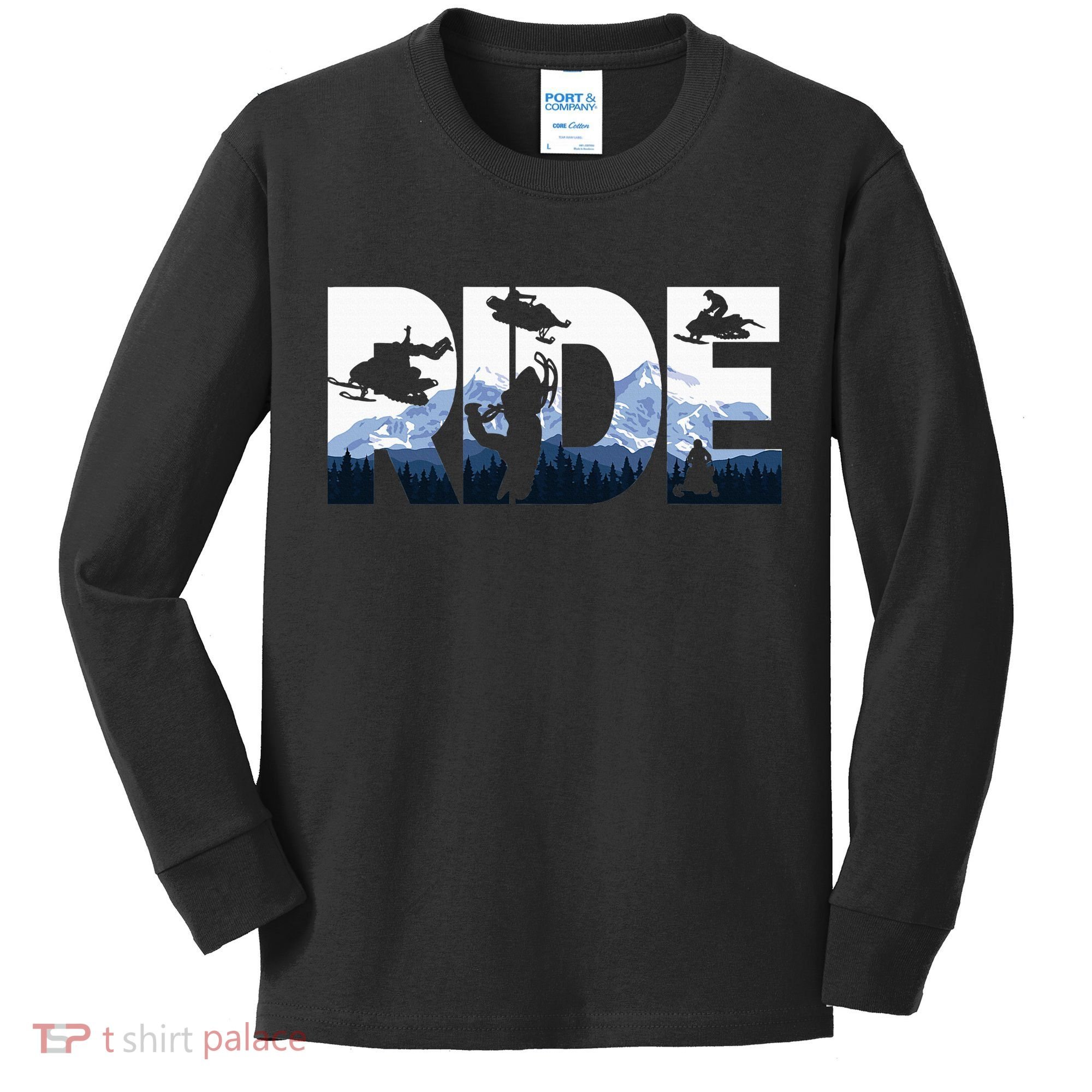 Snowmobile Ride Snow Mountain Snowmobiling Winter Sport Kids Long Sleeve Shirt