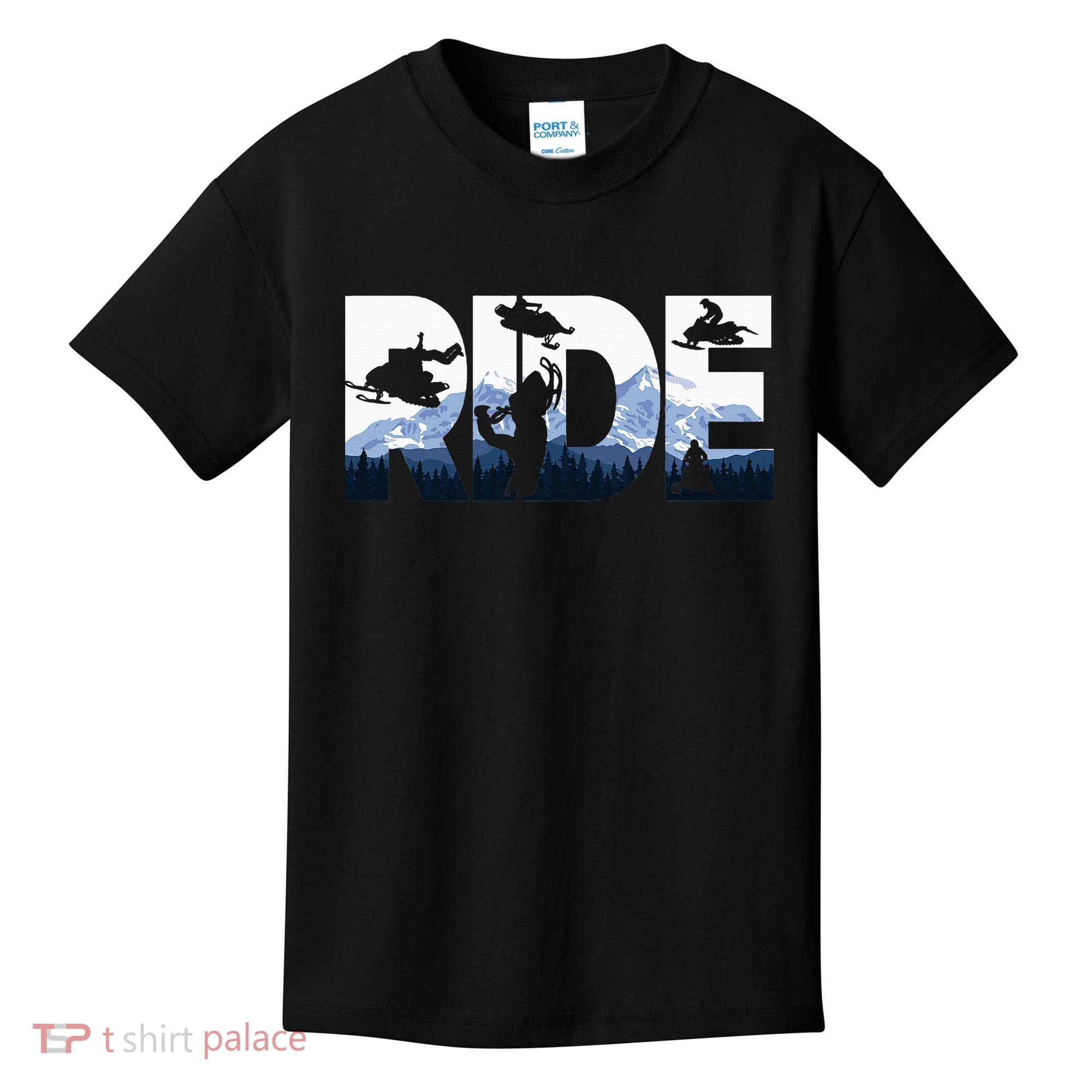 Snowmobile Ride Snow Mountain Snowmobiling Winter Sport Kids T-Shirt