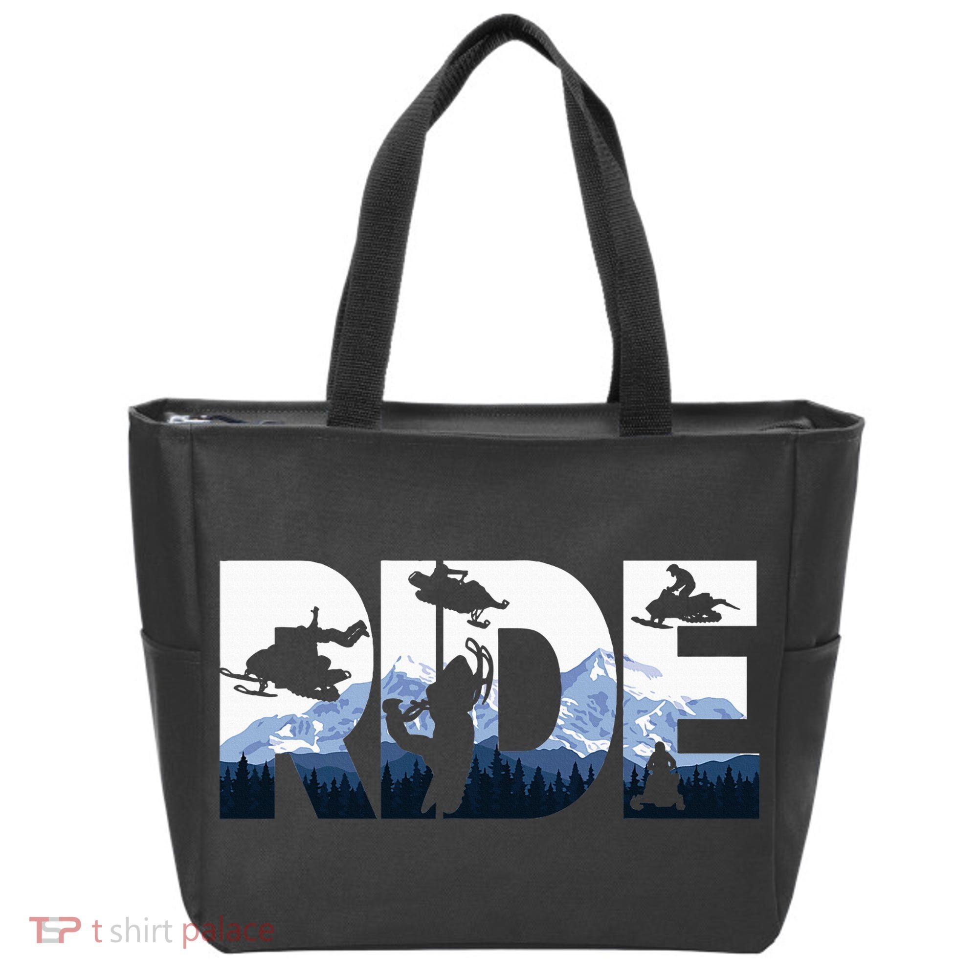 Snowmobile Ride Snow Mountain Snowmobiling Winter Sport Tote Bag