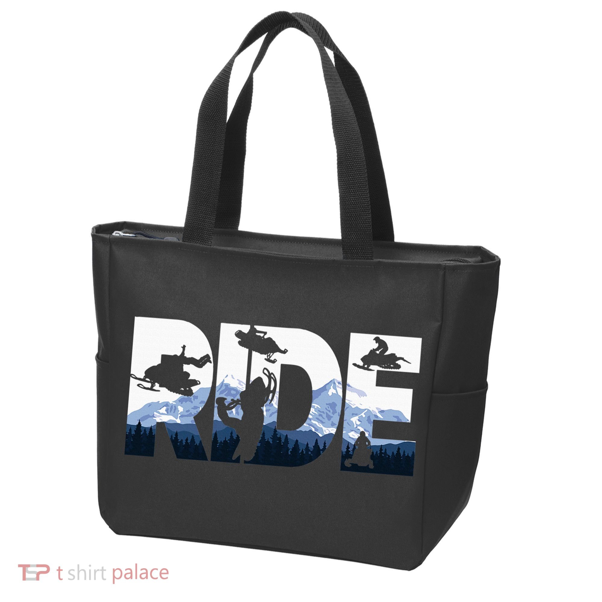 Snowmobile Ride Snow Mountain Snowmobiling Winter Sport Tote Bag