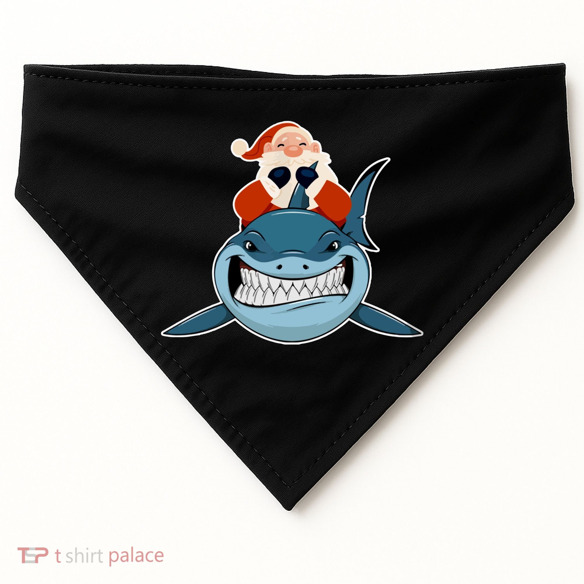 Santa Riding Shark Christmas Shark USA-Made Doggie Bandana