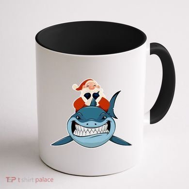 Santa Riding Shark Christmas Shark Coffee Mug back