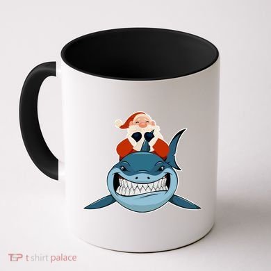 Santa Riding Shark Christmas Shark Coffee Mug