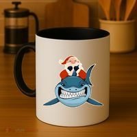 Santa Riding Shark Christmas Shark Coffee Mug thumb 4