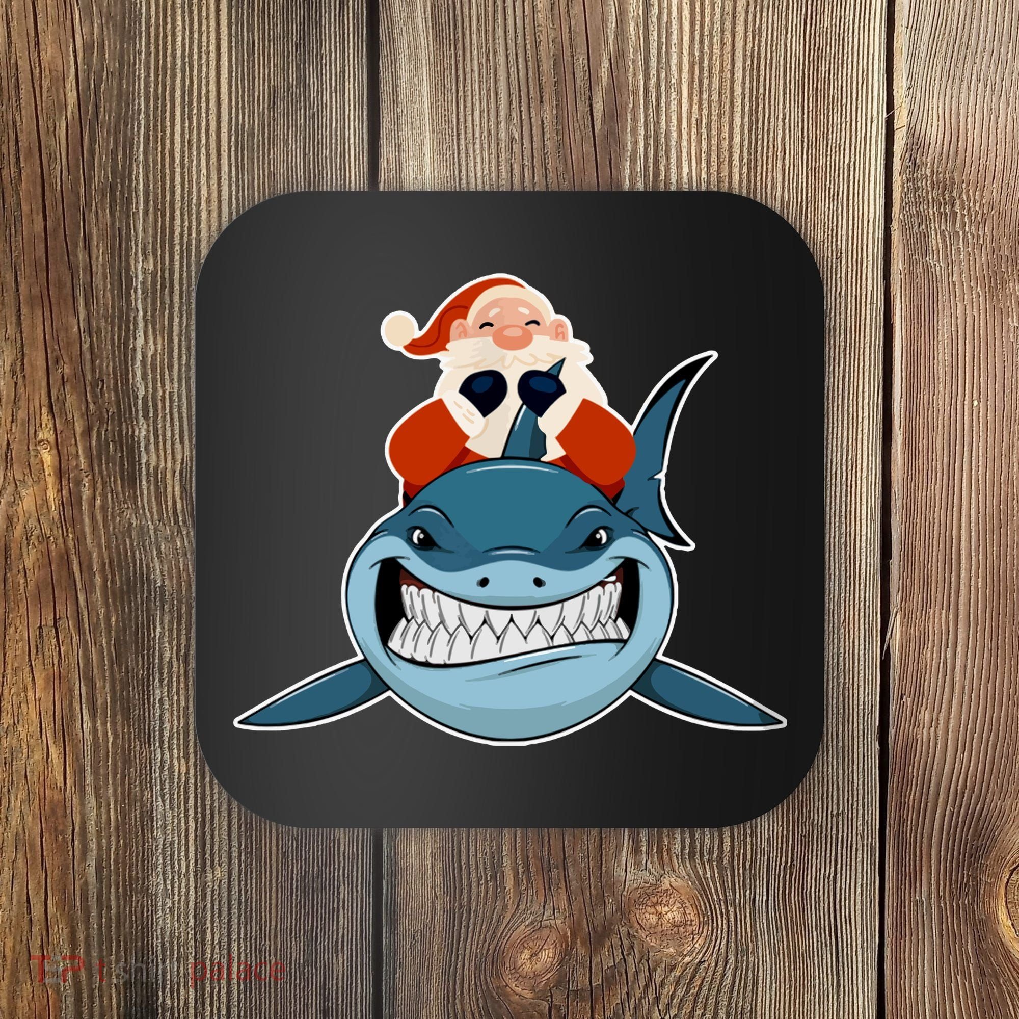 Santa Riding Shark Christmas Shark Coaster