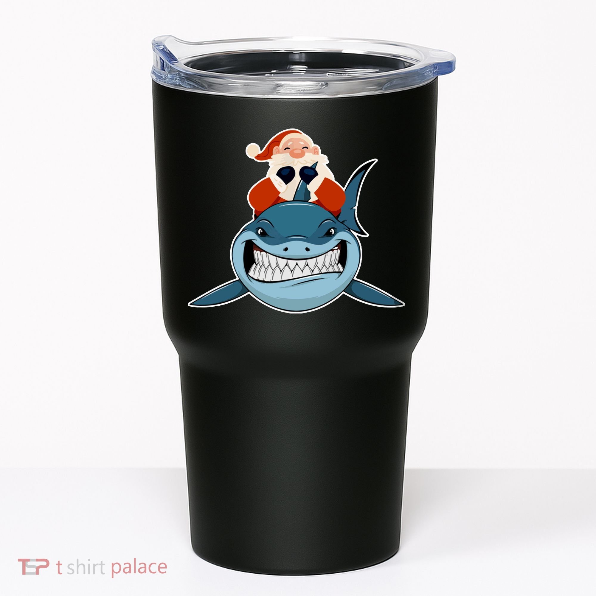 Santa Riding Shark Christmas Shark Tumbler