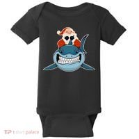 Santa Riding Shark Christmas Shark Baby Bodysuit thumb 0
