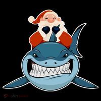 Santa Riding Shark Christmas Shark Baby Bodysuit thumb 2