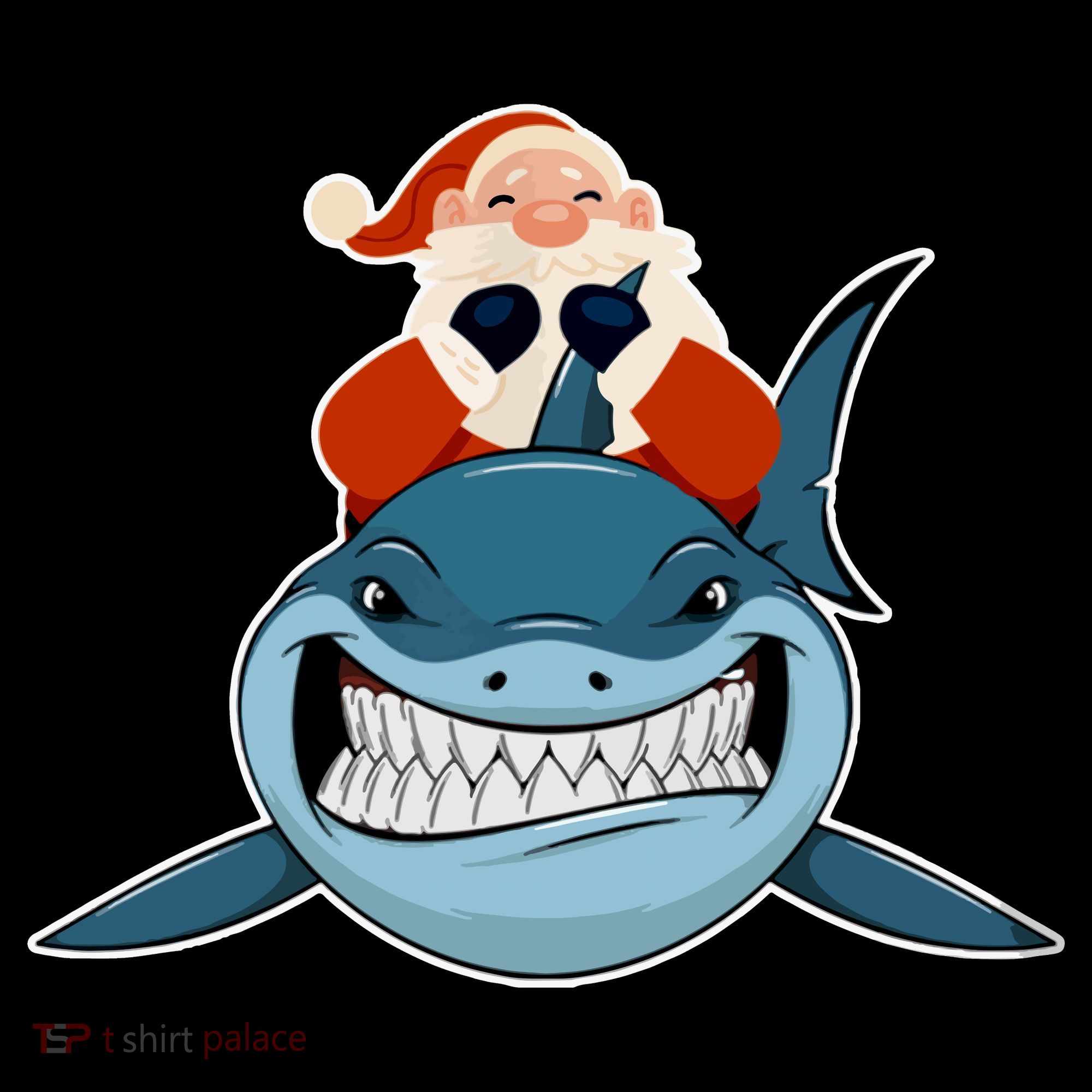 Santa Riding Shark Christmas Shark Baby Bodysuit