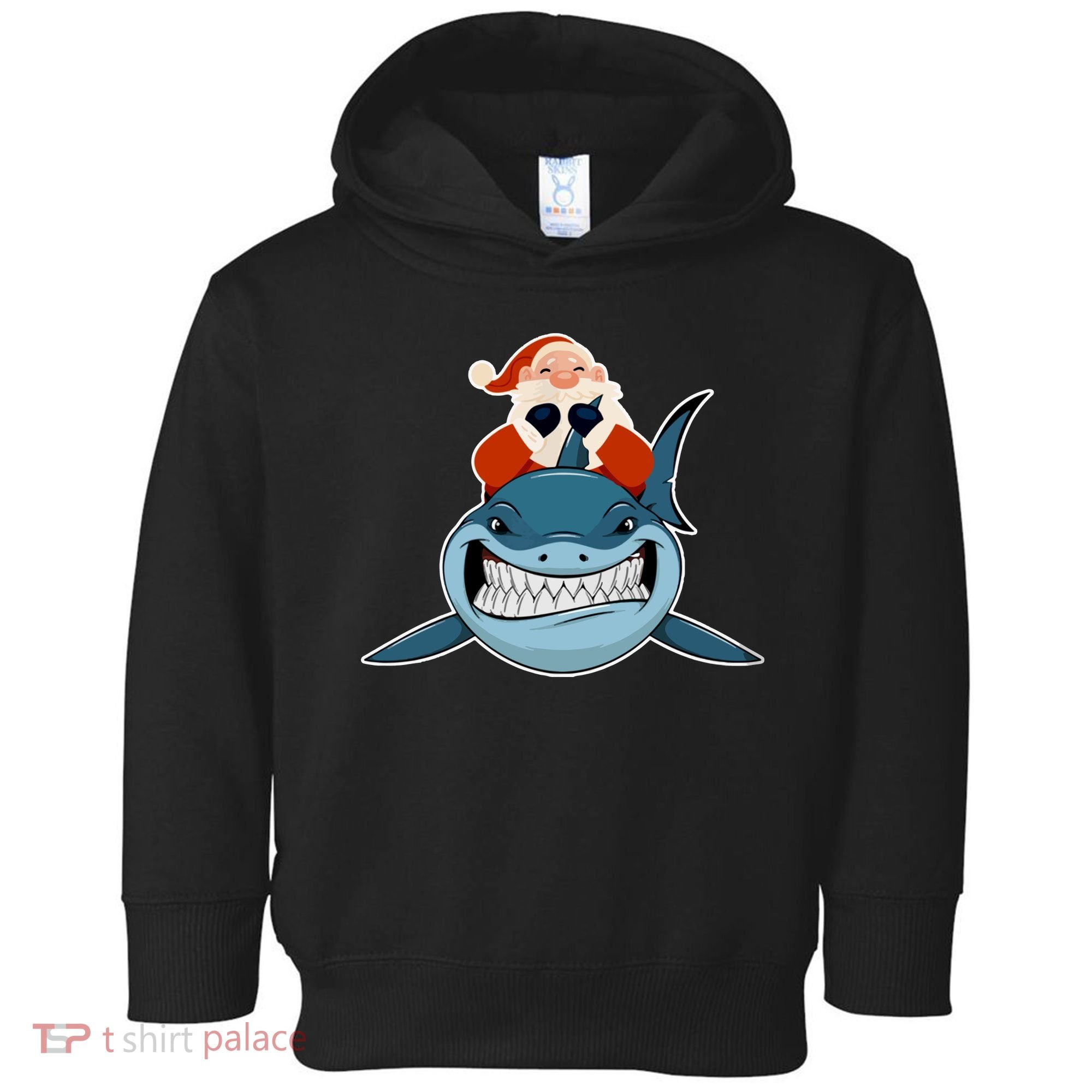 Santa Riding Shark Christmas Shark Toddler Hoodie