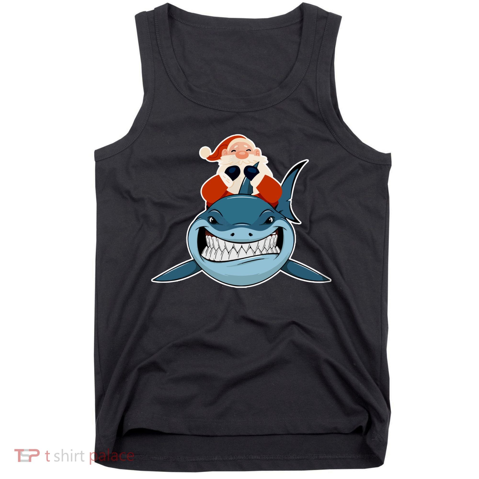 Santa Riding Shark Christmas Shark Tank Top