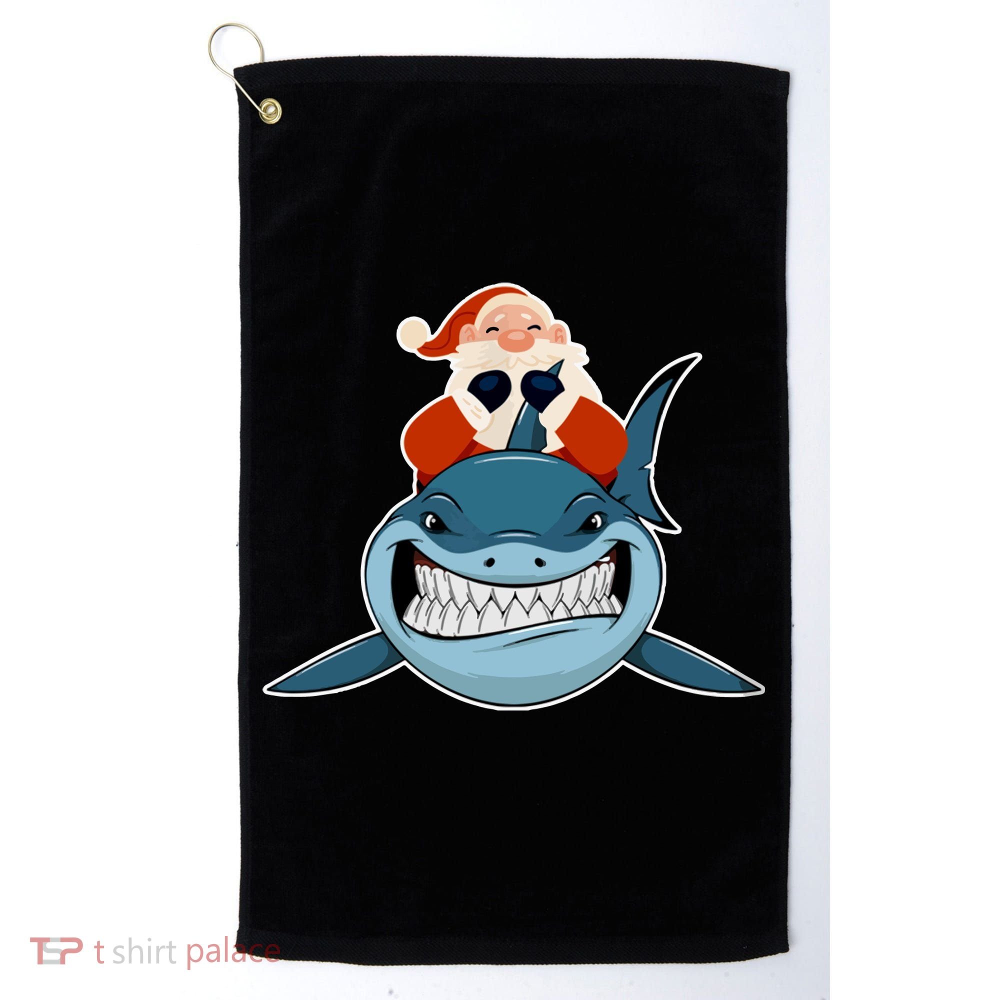 Santa Riding Shark Christmas Shark Golf Towel
