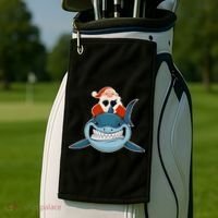 Santa Riding Shark Christmas Shark Golf Towel thumb 2