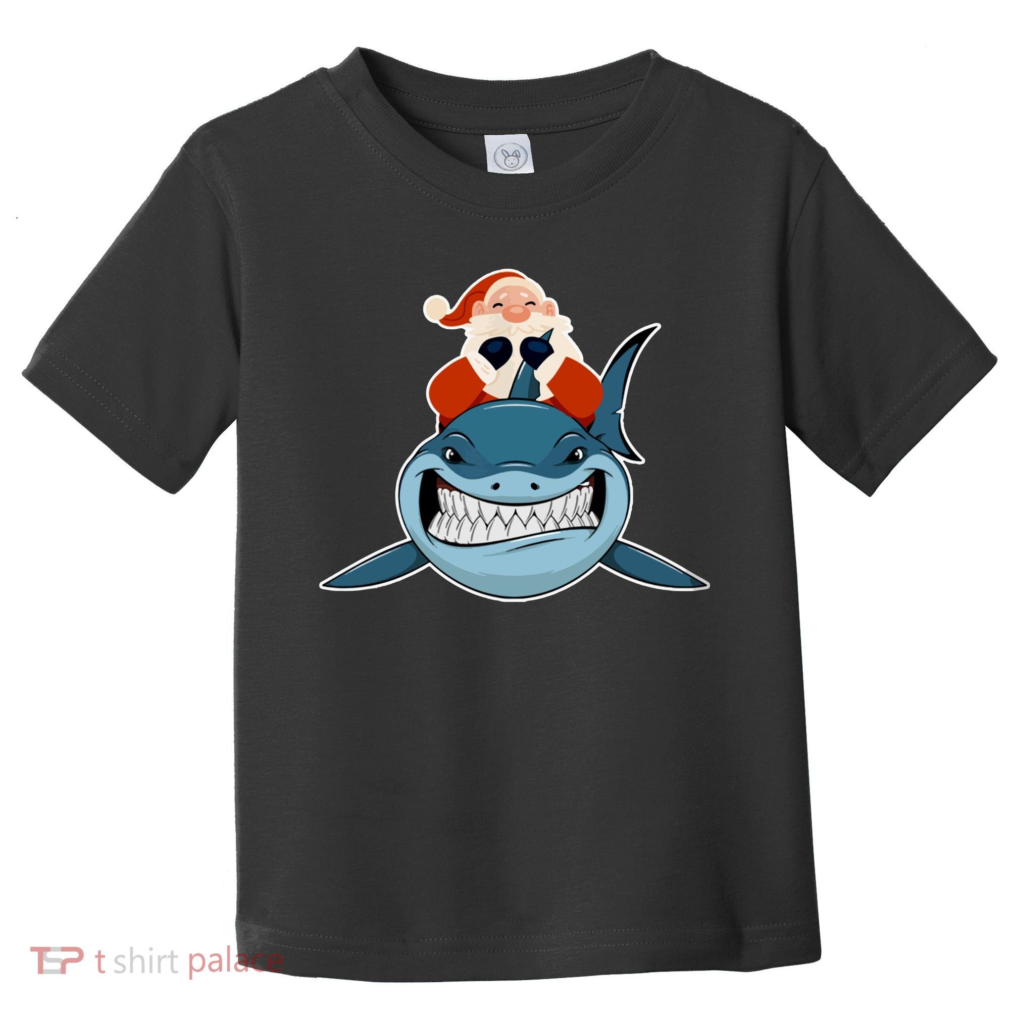 Santa Riding Shark Christmas Shark Toddler T-Shirt