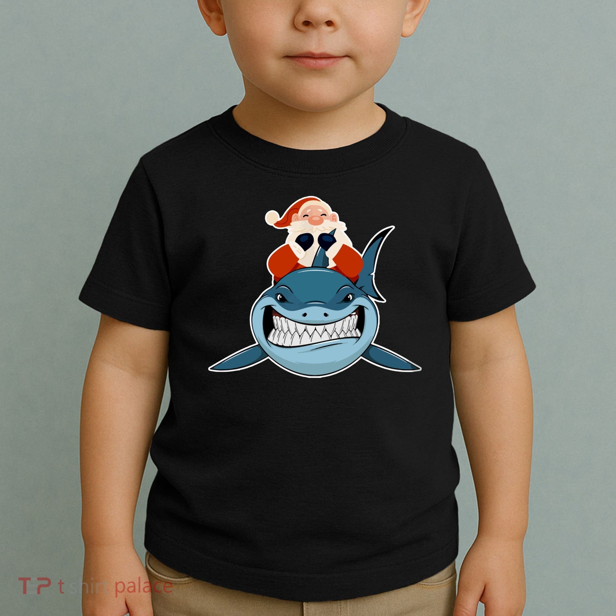 Santa Riding Shark Christmas Shark Toddler T-Shirt