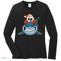 Santa Riding Shark Christmas Shark Women's Long Sleeve Shirt thumb 0